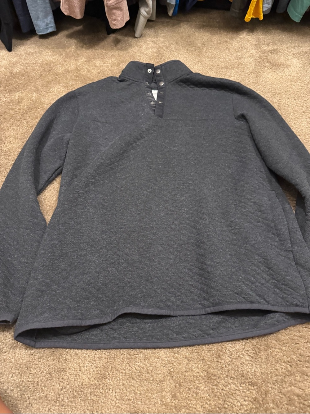 Sonoma Men's Dark Gray Quilted Snap-Neck Zip-Up Sweater